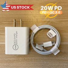 20W USB-C Fast Wall Charger Adapter PD Type C Cable For iPhone 14 13 12 11 iPad