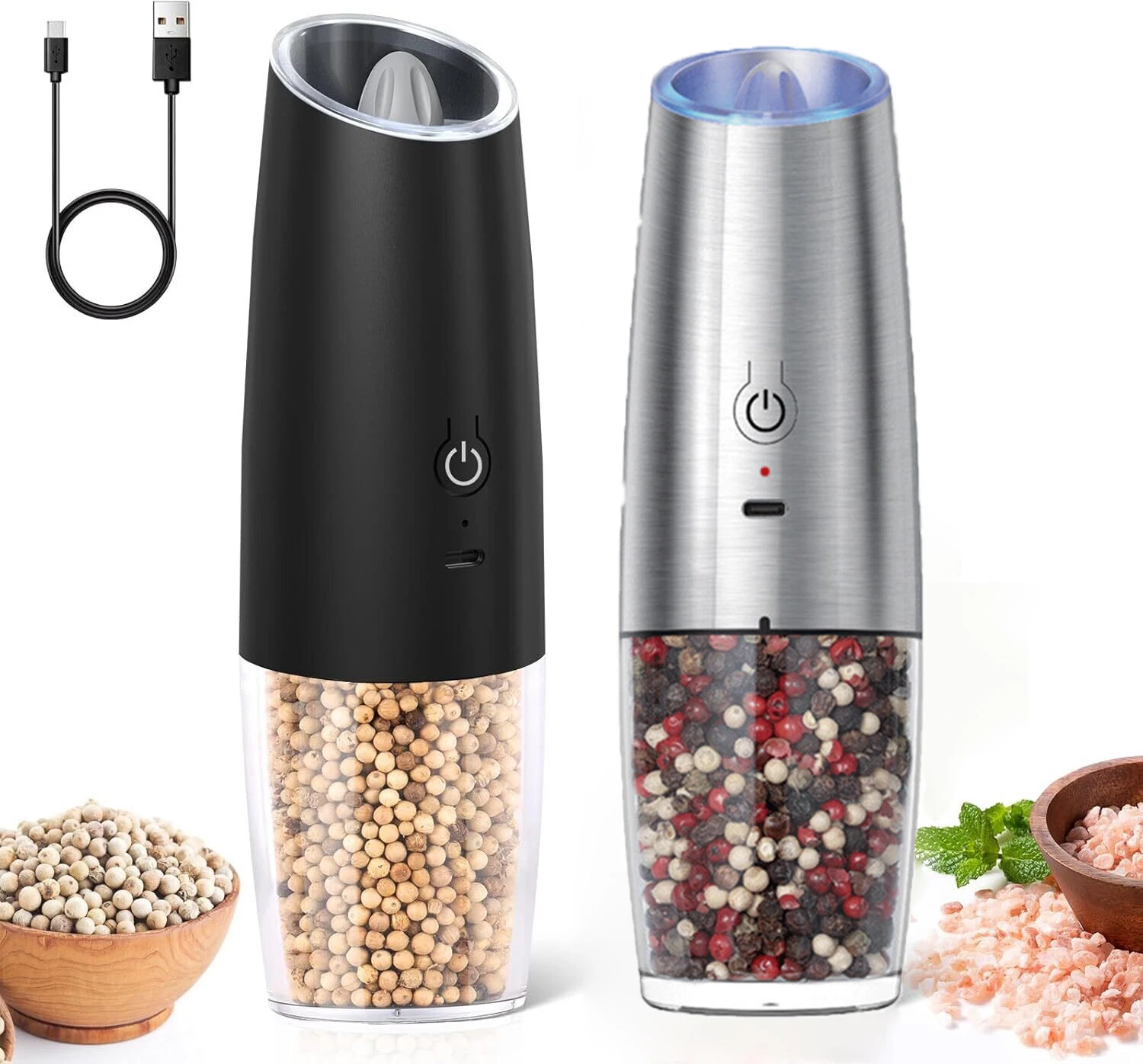 2PCS Electric Salt & Pepper Grinder Set,USB Rechargeable - Adjustable Coarseness
Opens in a new wind