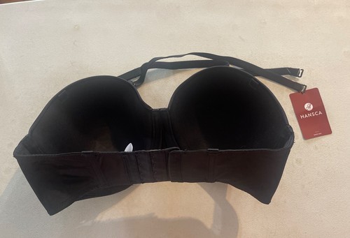 Hansca Women's Strapless Underwire Bra Convertible Multiway Black 32DDD NWT - Picture 2 of 4