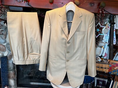 New Custom Made Raw Silk Men's Suit Khaki Color Pants 32 Waist Jacket 38 Regular