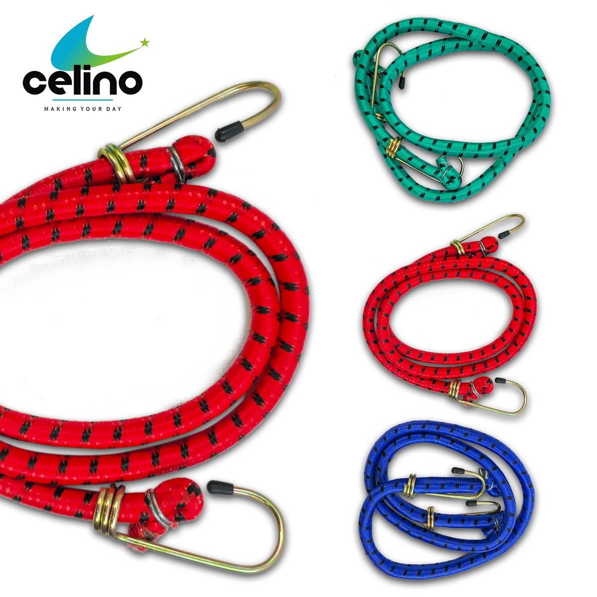 Bungee Luggage Straps Cord With Hooks 12mm x 1m Long Rope Trolley Car Bike  Van