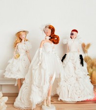 Handmade Princess 1/6 Doll Clothes White Wedding Dress Outfits Party Gown 11.5"