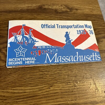 1975-76 Massachusetts Official Transportation Map  Bicentennial Begins Here