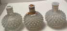 Three (3) Vintage Fenton French Opalescent Hobnail Wrisley Cologne Bottles