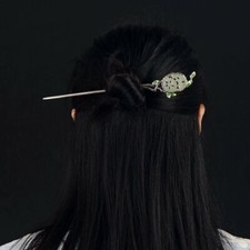 Ethnic Style Plating Cloisonne Hotan Jade Cheongsam Hairpin Women Hanfu Hairpin