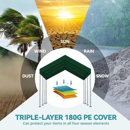 Waterproof 12'x20' Replacement Canopy Cover with Bungee Cords - Green - Picture 9 of 9
