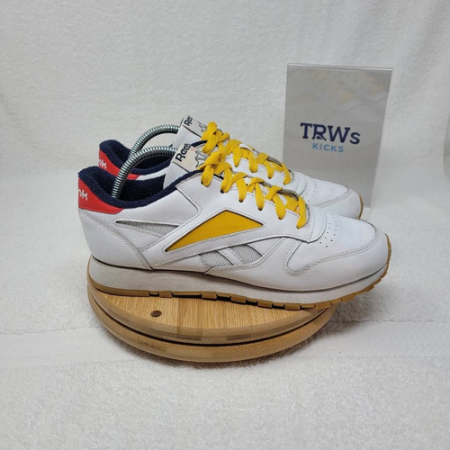 Reebok Classic Womens Running Shoes White Yellow EF7834 Low Top Lace Up 8M  | eBay