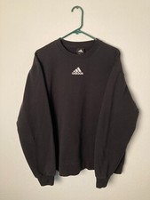 VTG Adidas Mens Large Black Stripes Logo Sweatshirt /3A