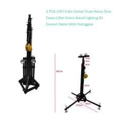 2 PCS Lighting Crank Stand Crank Up Light Stand T Adapter Truss System with Manu