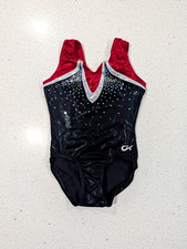 CHRISTMAS RED  SILVER GK Elite Gymnastics Leotard AXS Extra Small Mystique Xmas