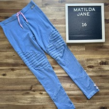 Matilda Jane Just Imagine Keely Blue Knit Moto Cotton Leggings Pants Teen 16