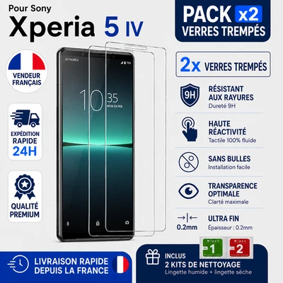 2x Verres Trempé Sony Xperia 5 IV Film Protection Écran 9H Anti-Choc Ultra resis - Imagen 1 de 3