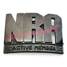 NRA Active Member Black Glossy Vtg. American Gun Rights Patriotic Belt Buckle
