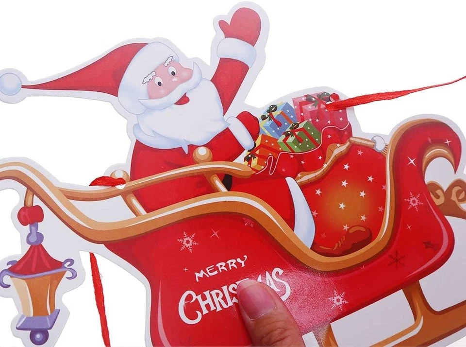 9 PIEZAS Banderas de Papel de Navidad Banderas Papá Noel y Renos Bunting Blanco/Crema Foto 4 de 4