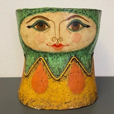 Gemma Taccogna Paper Mache Head Vase, Signed.