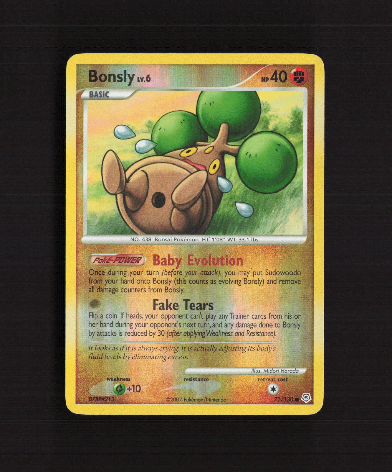 Bonsly 71/130 Diamond & Pearl Reverse Holo Pokemon Card LP