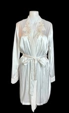 Linea Donatella 2pc Bridal Ivory Satin Nightgown And Robe Set Sz L/XL