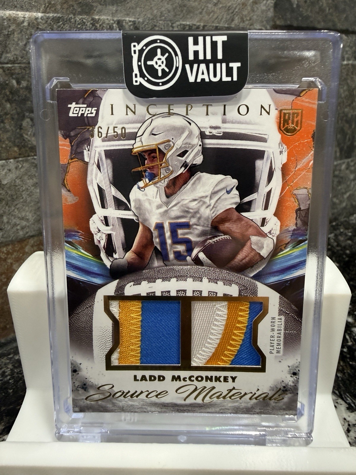 2024 Topps Inception - Source Materials Ladd McConkey #SM-LM Orange /50 (MEM,...