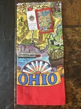 NWT Kay Dee Designs Ohio The Buckeye State Poster Style Tea Towel Cotton