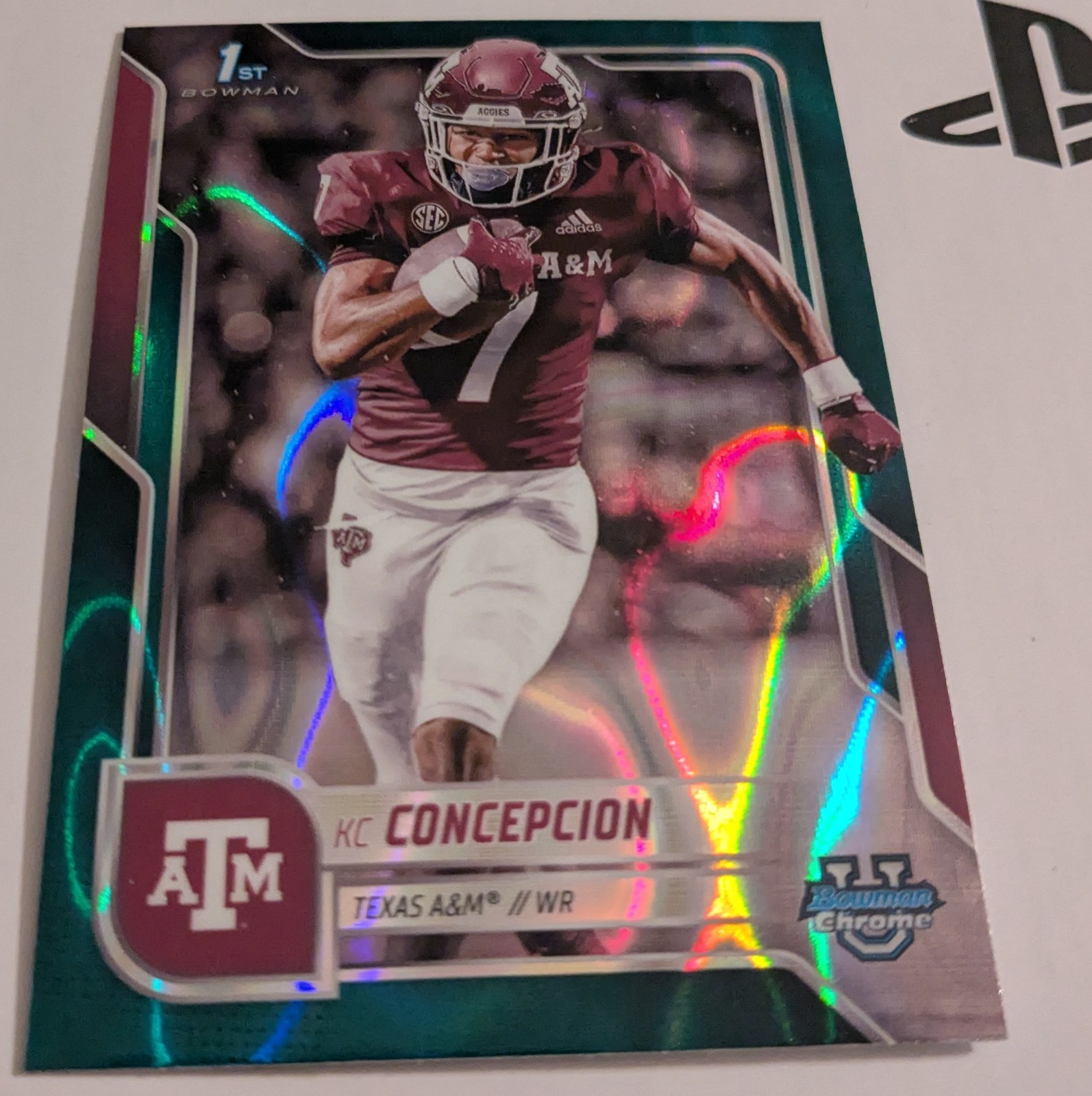 2025 Bowman Chrome U Football KC Concepcion 1st Teal Lava Refractor Texas A&M