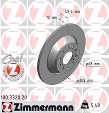 Zimmermann 100.3320.20 Brake Disc for Audi, Audi (FAW)