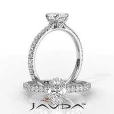 Women Comfort Fit Oval Diamond Engagement Ring GIA J-VVS2 White Gold 0.82Ctw