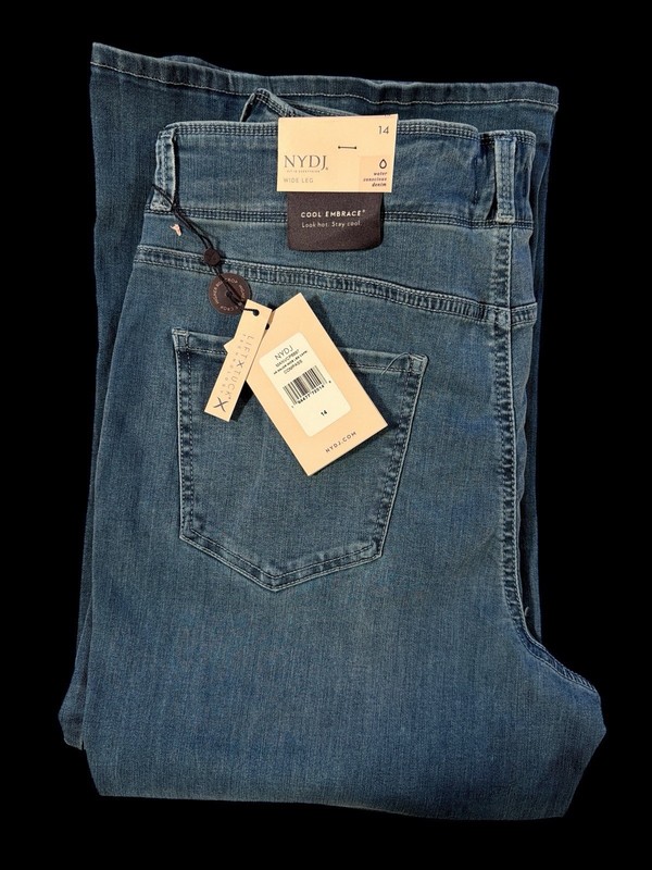 NWT NYDJ Jeans Women’s 14 Major Wide Leg Capri Compass Cropped Lift & Tuck Blue