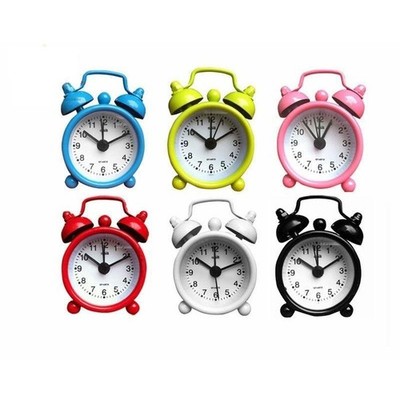 Klassischer Doppelglocken Mini Wecker Quarzwerk Nachttisch Analog Uhr