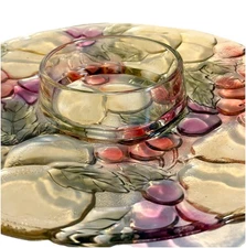 Indiana Glass Rainbow Garden chip and dip platter round dish colorful fruit 13"