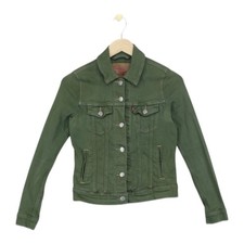 Levis Denim Jacket Womens Size XS Green Stretch Collared
