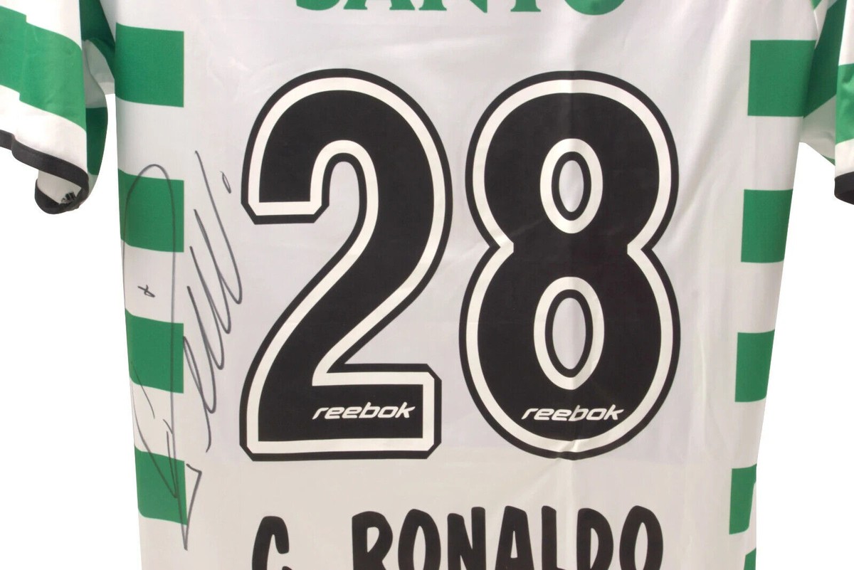 Sporting Portugal C. Ronaldo シャツ 28 Cristiano Ronaldo Signed Sporting Lisbon Home Soccer Jersey #28