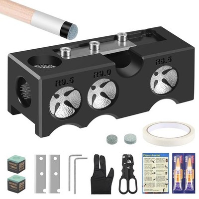 11-in-1 Billiards Pool Cue Tips Shaper, Pool Cue Tips Kit, Professional Cue S...