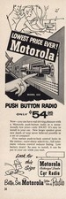 1953 Motorola Push Button Radio Vintage Print Ad