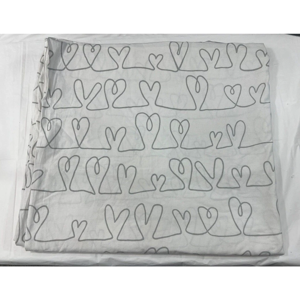 Edredón vintage años 90 IKEA KARLEKSORT Hearts Beat Full Queen talla 84 X 94 blanco gris Foto 3 de 4