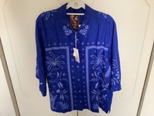 NWT Johnny Was Embroidered Vibrant Blue Winona Linen Shirt Women's XL 228