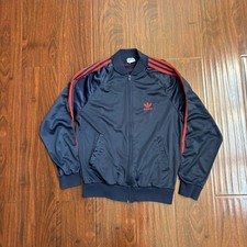 Vintage 70s 80s Adidas ATP Keyrolan Track Jacket Size M Navy Blue Made In USA