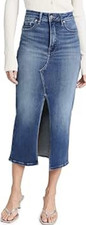 GAP Women s Blue Denim High Rise Midi Skirt Slit Pockets Button Size 29/8