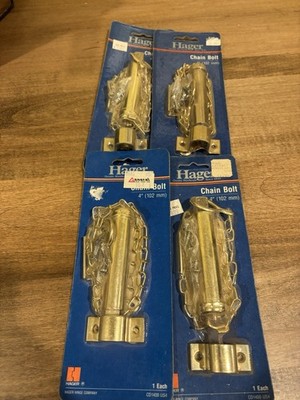 Hager 4-inch (102 mm) brass-finish chain bolt (model CD1400 US4)