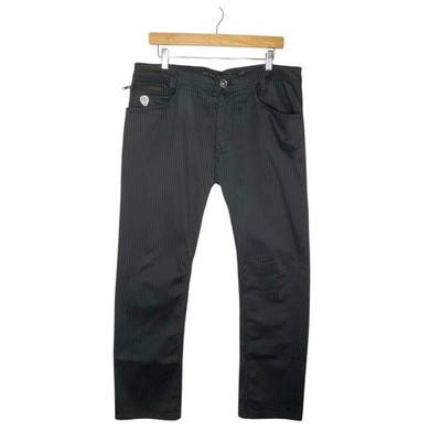 Guess Jeans Kurt Slim Fit Mens 32 Charcoal Striped Straight Cotton Blend Rocker