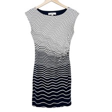 Ann Taylor Loft White Black Printed Sleeveless Dress Sz XS