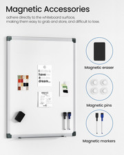 Magnetic White Board Kit for Wall 24" X 18", 1 Dry Eraser 2 Multicolor Mark...
