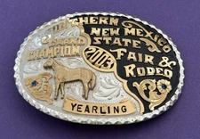 Vintage 2003 New Mexico State Rodeo Grand Champion Yearling Trophy Belt Buckle