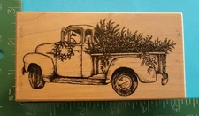 PSX Designs K-2052 OLD TRUCK with CHRISTMAS TREE Rubber Stamp #1