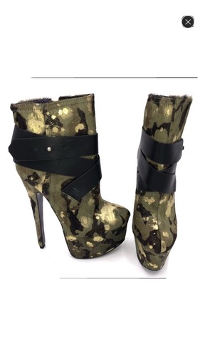 London Trash Metallic Camo Platform Boots Size 9 - 第 1/8 張圖片