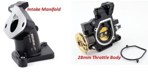 Koso 28mm Throttle Body & Intake Manifold 22+ Honda Grom RR / Monkey 5-speed - Afbeelding 1 van 6