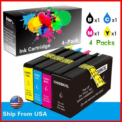4PK 950XL 950 XL Ink Cartridge for HP OfficeJet Pro 8100 8610 Printer