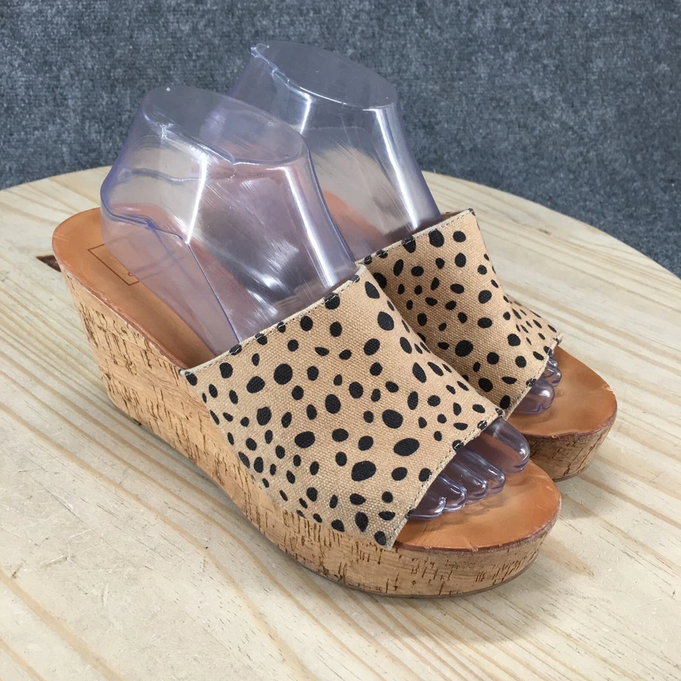 Босоножки женские Dolce Vita 9 Barta на танкетке шлепанцы бежевые леопардовый принт пробковые повседневные - Изображение 3 из 4