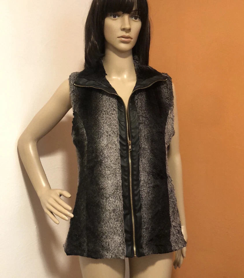 Chaleco Lexi York Gris Negro Imitación Piel Talla M Foto 2 de 4