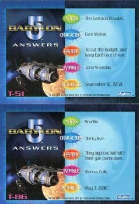 BABYLON 5 SPECIAL EDITION QUIZKARTEN T51 BIS T86 VON SKYBOX AUSSUCHEN