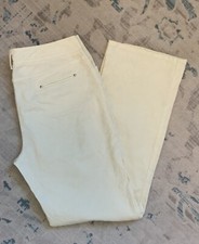 Women  s Trousers Etc Ivory Cotton Paisley Straight Stretchy Summer Pants Size 6